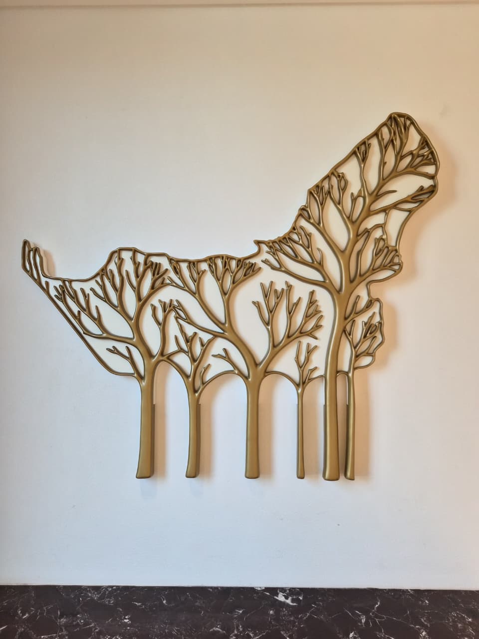 3D printed UAE map tree wall sculpture in gold
